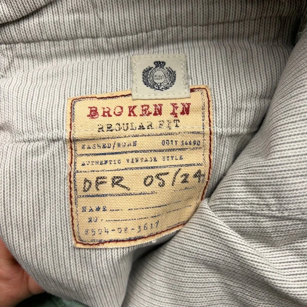 Vintage J.Crew Broken-In Chino Pants Mens 34x30 Sage Green Regular Fit Cotton